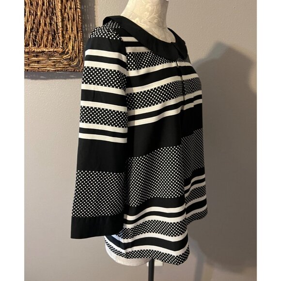 Anthropologie ModCloth Black Ivory Top Medium M Peter Pan Collar - Picture 5 of 10